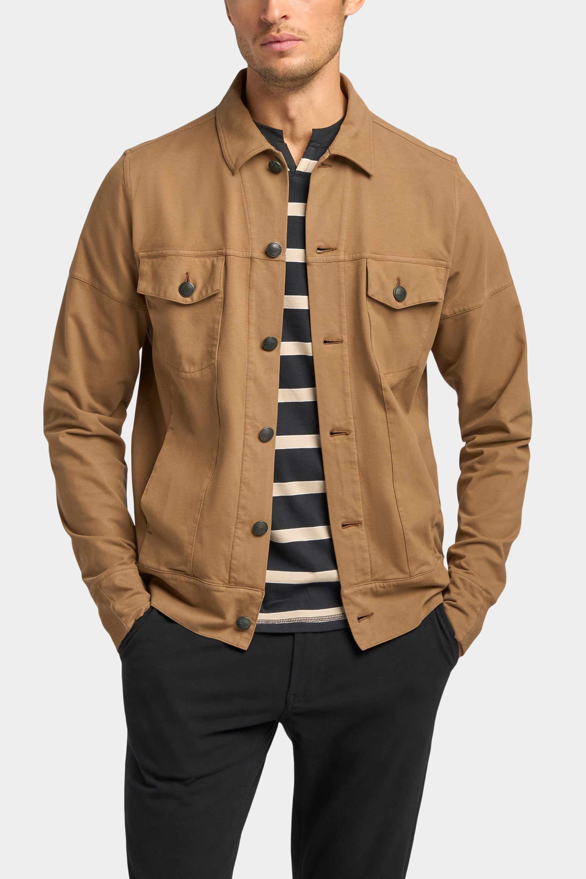 Good Man Brand Flex Pro Denim Jacket in Brown Olive at Nordstrom Size X Large