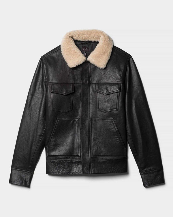 Shearling Collar Trucker Jacket | Responsible Leather