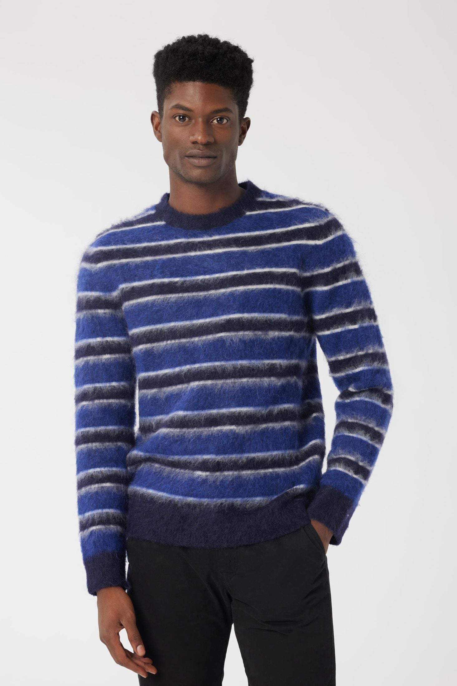 GOOD deals MAN BRAND Stripe Merino Wool Crewneck Sweater XL